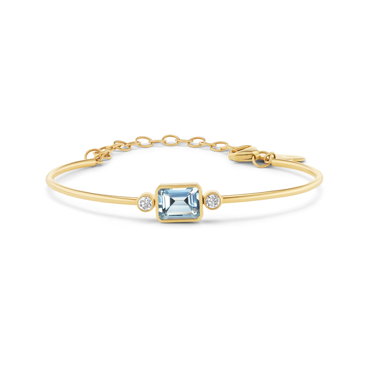 Emerald-Cut Aquamarine + Diamond Bracelet