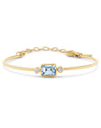 Emerald-Cut Aquamarine + Diamond Bracelet