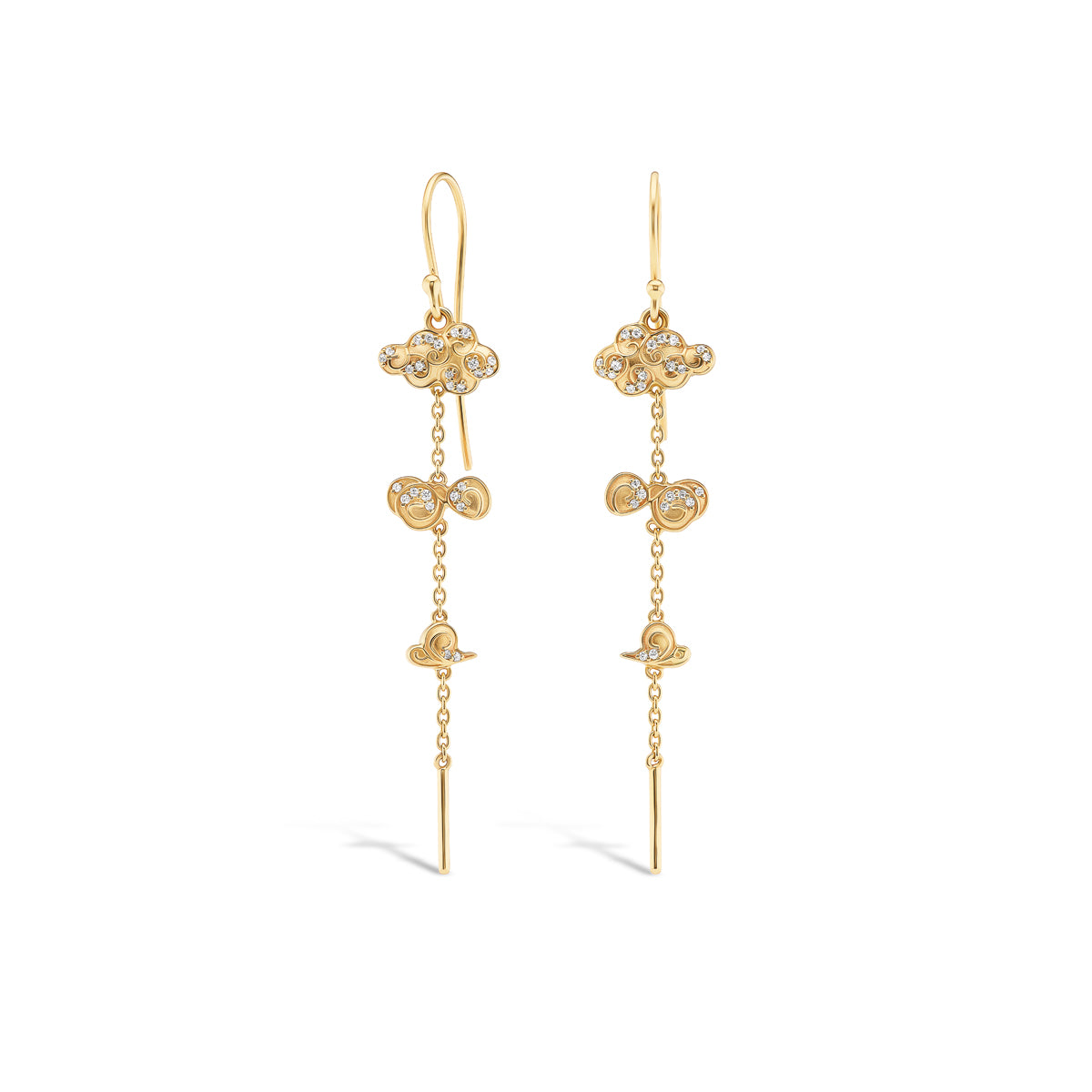 Triple Puffy Floating Cloud Dangle Earrings
