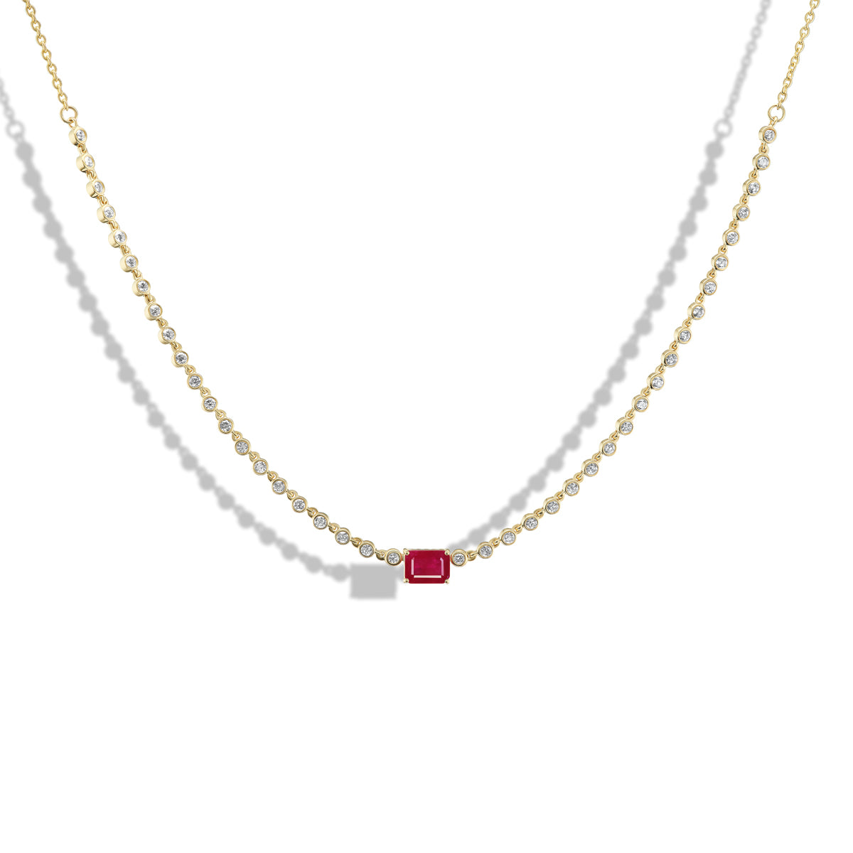 Wear the Ruby Diamond Flux Line Necklace