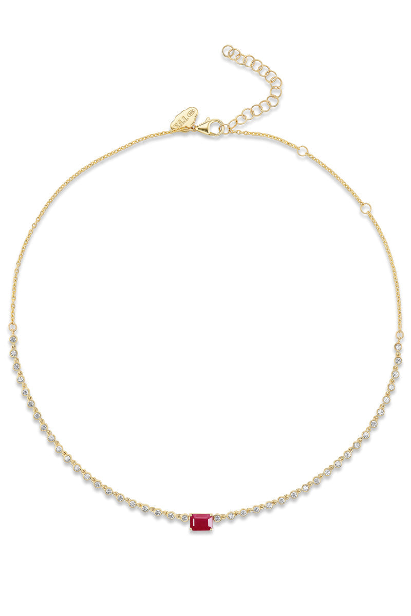 Wear the Ruby Diamond Flux Line Necklace