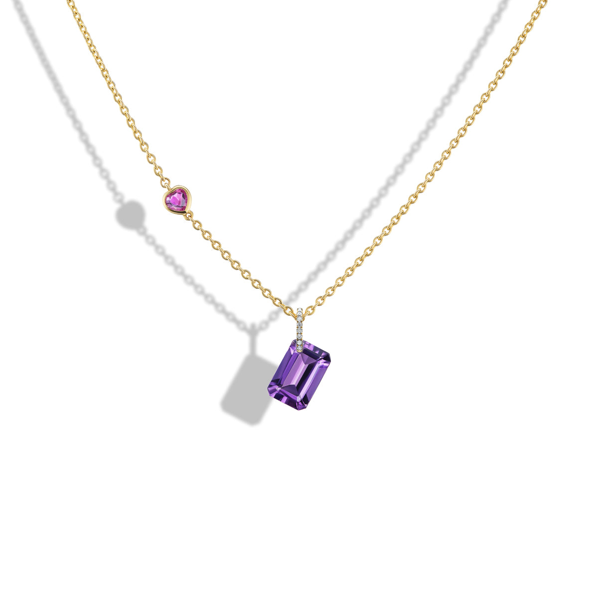 Amethyst Ruby Jewel Pendant with Diamond Bail