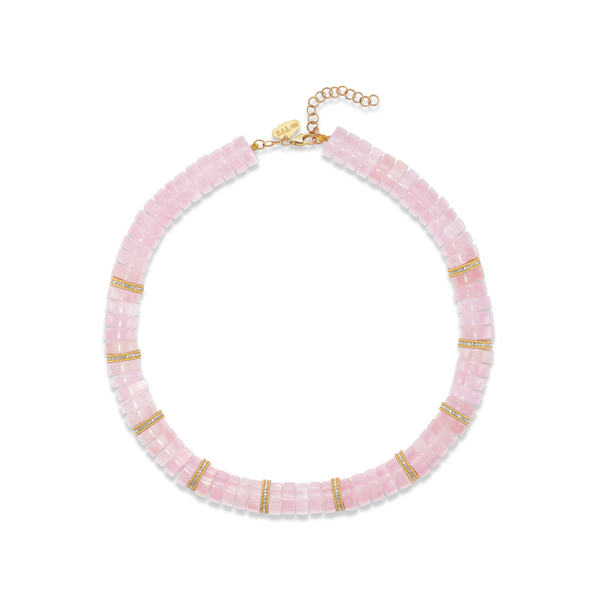 Morganite and Diamond Heishi Bead Necklace
