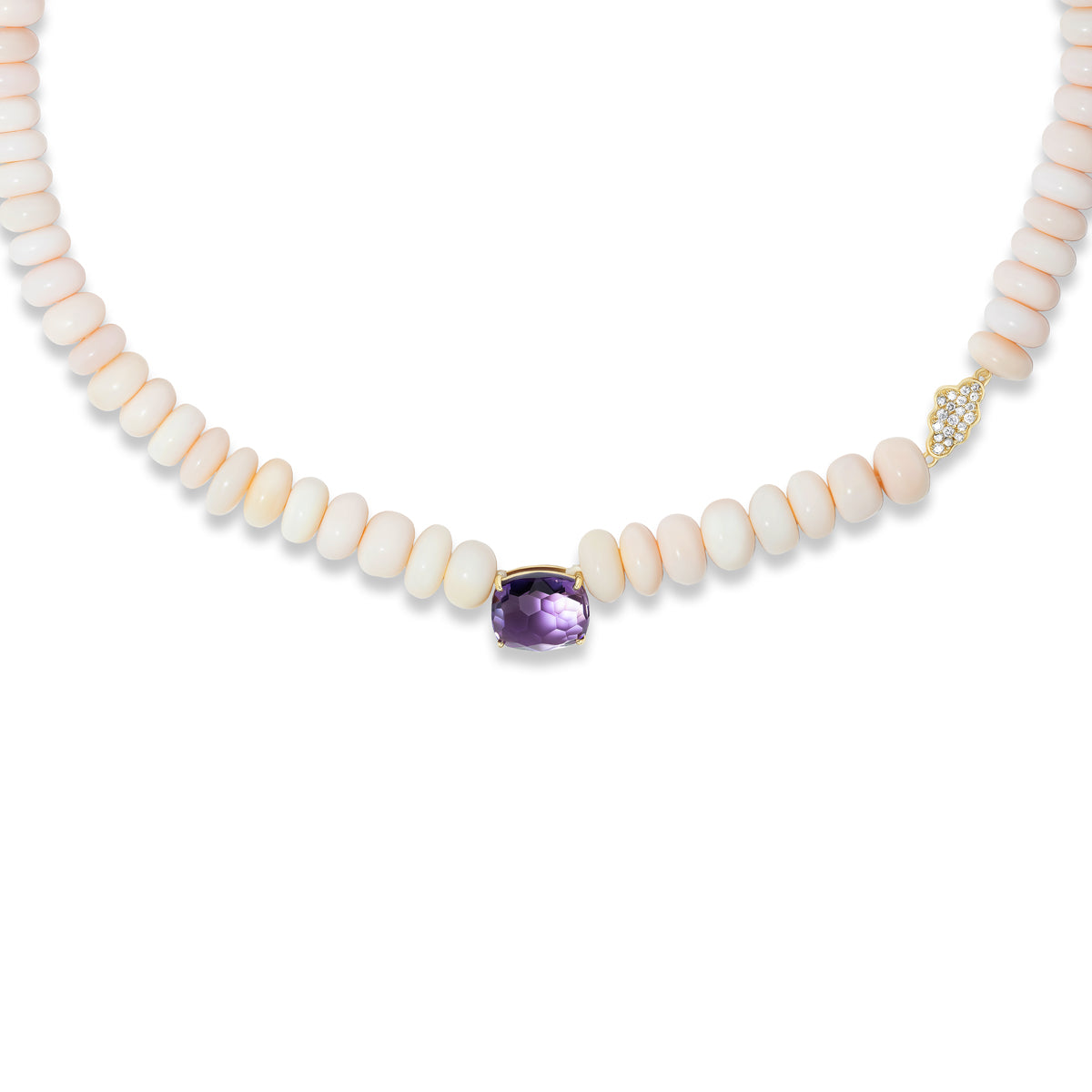 The Quiet Break Opal and Amethyst Beaded Necklace
