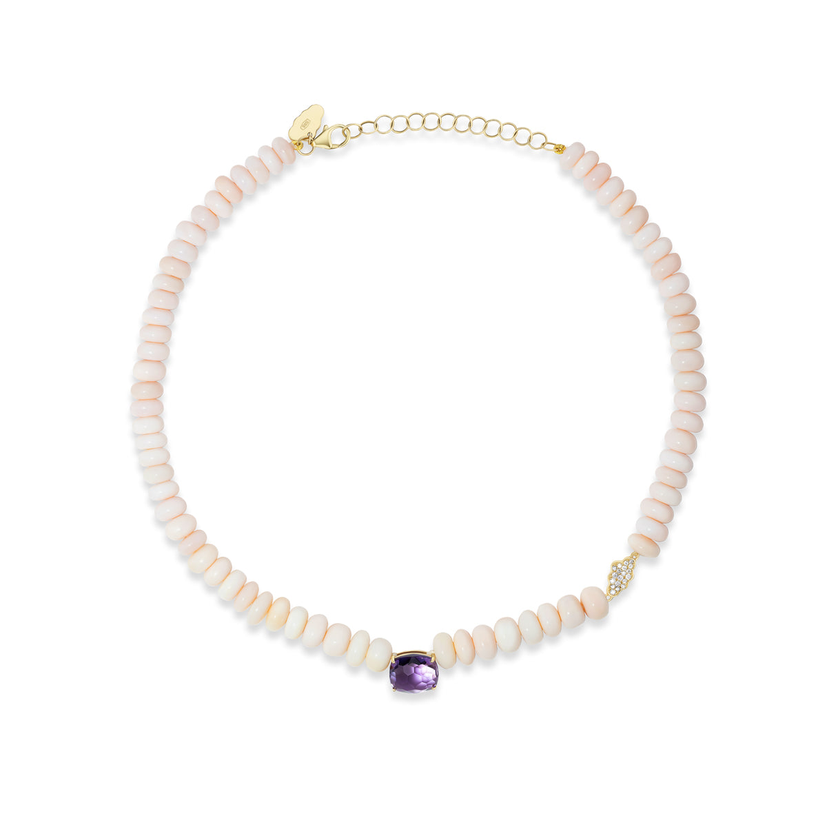 The Quiet Break Opal and Amethyst Beaded Necklace