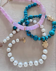 Natural Turquoise Beaded Necklace with Large Tibetan Cloud