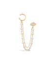 Diamond Cloud Pearl Chain to Cuff Earring (SINGLE)