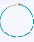 14k  Round Diamond and Turquoise Necklace