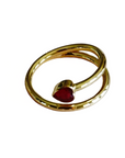 Single Ruby Wrapped Heart Ring